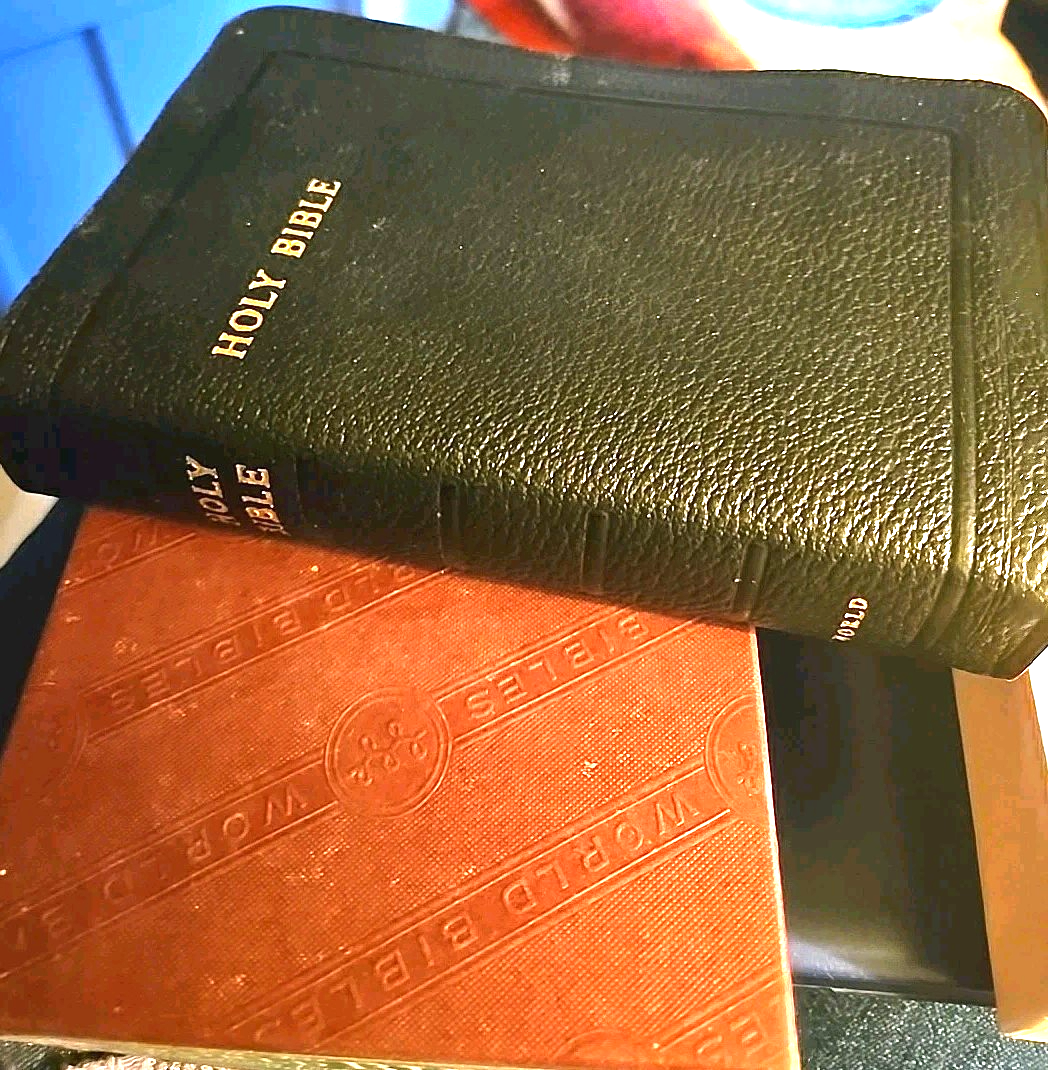Red Embossed Box Young Folks Text World Holy Bible KJV, Black Leatherette & Original Box ...