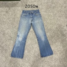 RARE Vintage 70 USA Levi 646 Jeans Flares Actual 31x28 Light Blue Orange Tap