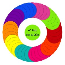 40 Dry Erase Circle Dots 6" Multicolor Vinyl Floor Stickers for Classrooms