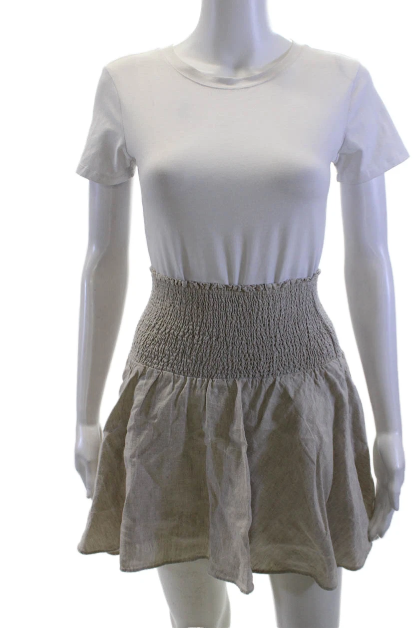 J Crew Women Beige Linen Peasant Mini Skirt Size S
