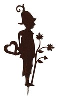 Rost Gartenfigur Elfe Mit Blume Und Herz Zum Einschrauben Edelrost Gartendeko