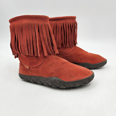 Nike Air Chukka Suede Moc Boots Fringe Women's Size 7 Orange 411275-008 Leather
