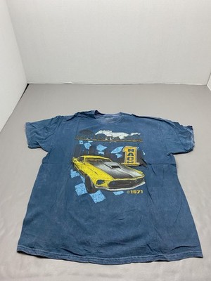 Ford Mustang Mach 1 Shirt Mens XL Blue 1971 Muscle Car Racing Graphic Tee