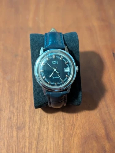 Vintage Timex Electric Dynabeat Dark Blue Dial