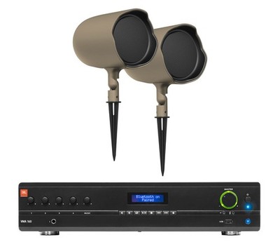 2 JBL GSF6-TN 6.5'' Landscape Ground Stake/Wall Mount 70v Commercial Speakers+Amp