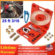 25 FT 3/16 Copper Coated Brake Line Single & Double Flaring Tool & Tube Bender