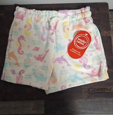   Wonder Nation Girls Size 5 Shorts Soft Knit Delicate Ivory Sea Life Dolphin NWT