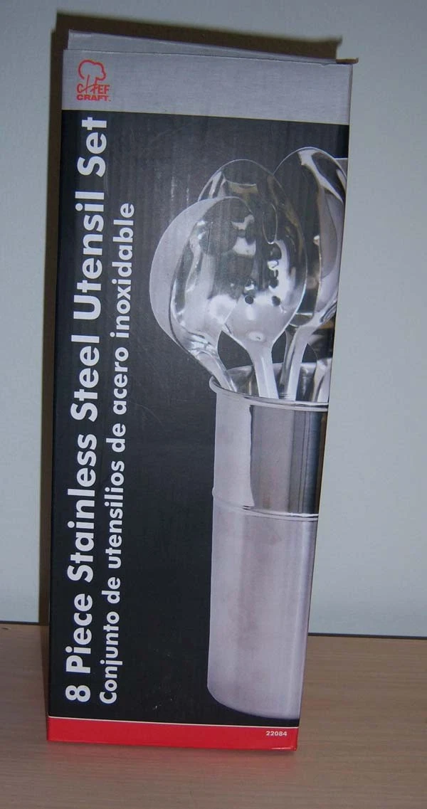 Chef Craft 8 Piece Stainless Steel Kitchen Utensil Set with Utensil Holder *NEW*