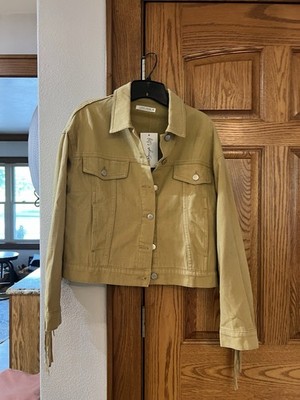 Fringe Tan Denim Jacket By 12th Tribe Size S Festival Collection Urban Cowgirl