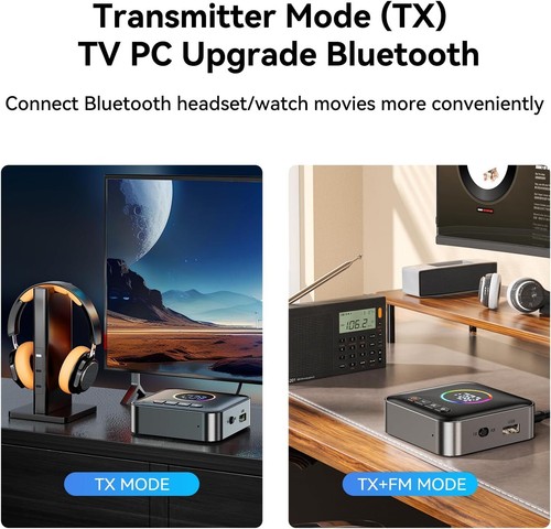 Receptor Transmisor Bluetooth 5.4 FM 3 en 1 Adaptador de Audio HiFi 3.5mm AUX RCA - Imagen 9 de 9