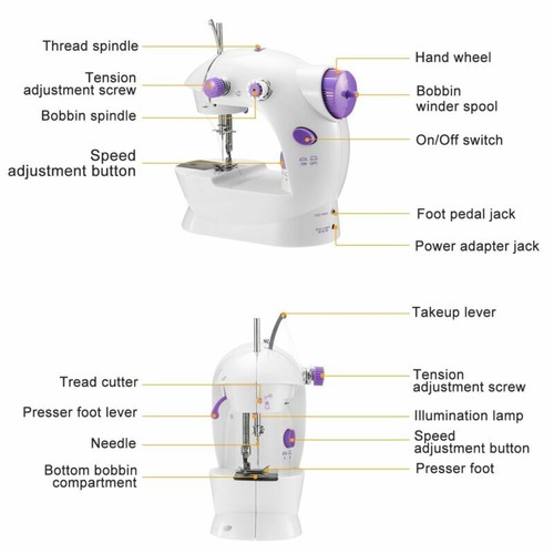 Electric Machine Sewing Portable Crafting Mending Household Machine 2-Speed Mini - Picture 4 of 11