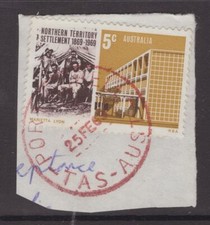 Tasmania PORT SORELL postmark in red on piece