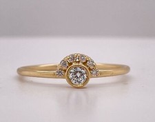 Dainty 14K Yellow Gold 0.09ctw Natural Round Diamond Half Halo Stacking Ring