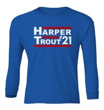 Philadelphia Phillies HARPER TROUT '21 Baseball Fans Youth Long Sleeve T-Shirt