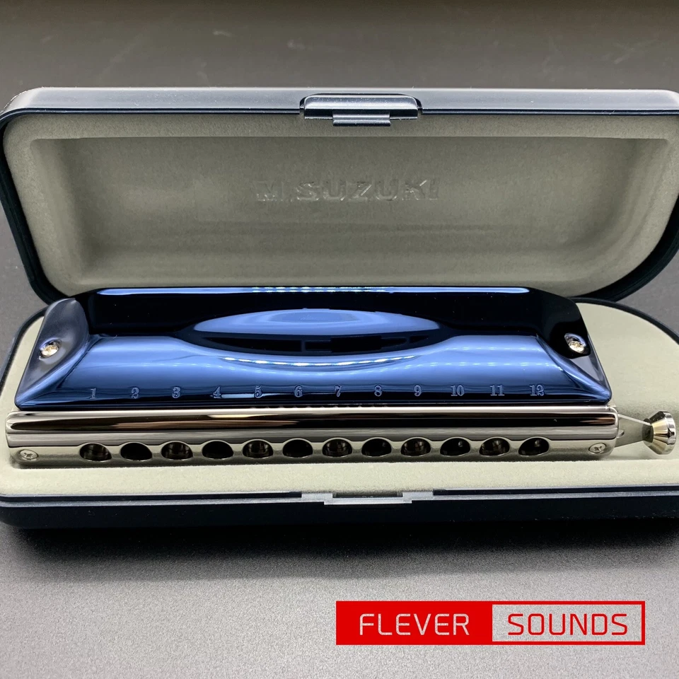 SUZUKI G-48 Chromatic Harmonica Gregoa Signature Metal Cover Dark Blue 3-Octave - Image 3 of 4