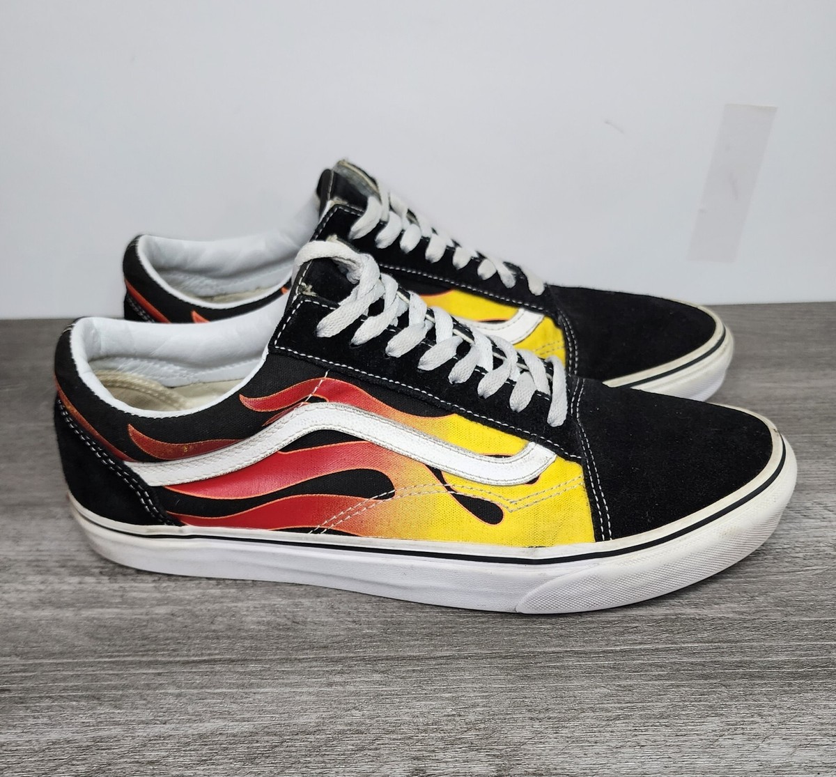 Vans Old Skool Red Yellow Flames Black Shoes Men