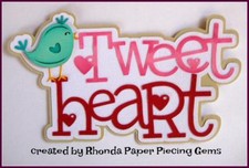 VALENTINE'S DAY TWEET HEART title scrapbook premade paper piecing by Rhonda