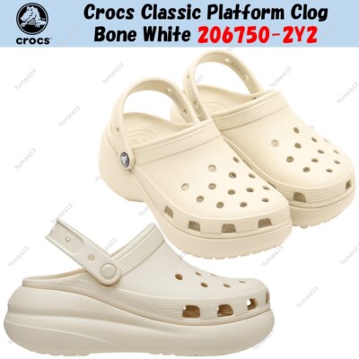 Crocs Classic Platform Clog Bone White 206750-2Y2 Unisex Size