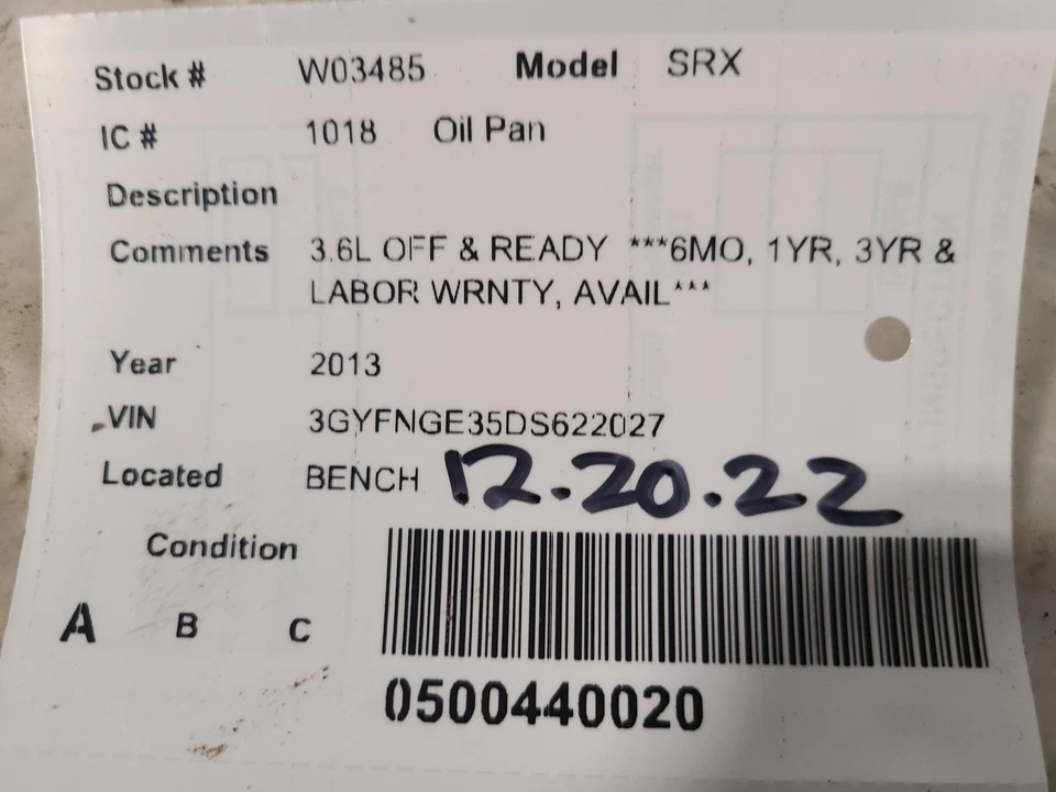 Used Engine Oil Pan fits: 2013 Cadillac Srx Grade A Foto 3 de 4