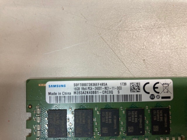Samsung 16GB 1Rx4 PC4-2400T RC1-11-DC0 288Pin DDR4