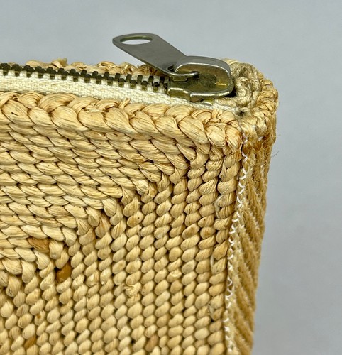 Vintage 1960s Italian Handcrafted Clutch Twisted Natural Fiber Geometric Design - Picture 2 of 12