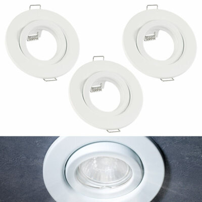 Luminea Einbauleuchten-Fassung: 3er-Set Einbaurahmen für MR16, weiß, schwenkbar