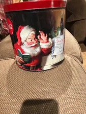 Grand bidon rond en étain Dear Santa Coca Cola Santa avec dessus rouge