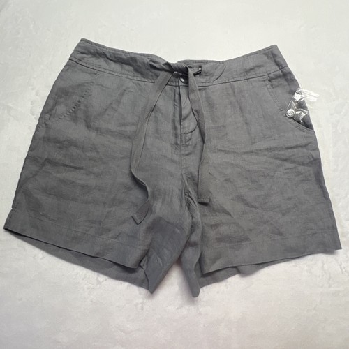 Pantaloncini chino New Jones & Co New York donna 8 100% lino grigio con coulisse - Foto 10 di 10