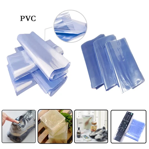 100pcs Transparent PVC Plastic Bag Heat Shrink Wrap Film Flat Pack Storage - Picture 1 of 6