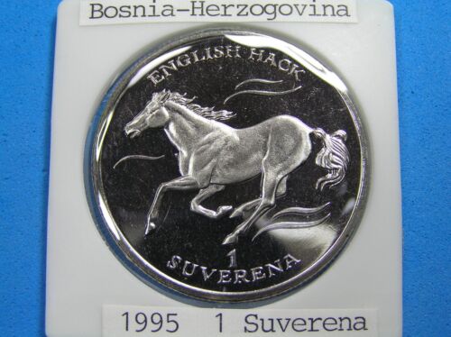 Bosnia Herzegovina 1 Suverena Coin, 1995 BU English Hack Horse, 28.5 gr 38.8 mm - Picture 1 of 2