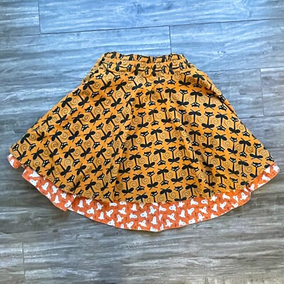 Girls Halloween Circle Skirt Vintage Reversible Pattern Cats Ghosts Kids size 7