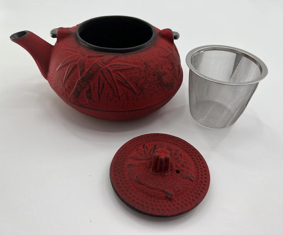 Tetera de hierro fundido Unity 20 OZ Osaka roja antigua Dutch International #1012RD Tetsubin Foto 4 de 4