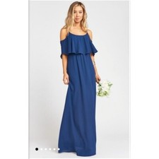 Show Me Your MuMu Caitlin Ruffle Maxi Dress Navy Small