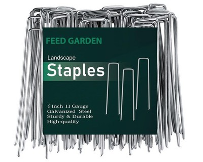 FEED GARDEN 6 Inch 50 Pack Hot-dip Galvanized Landscape 6 Inch, Silver