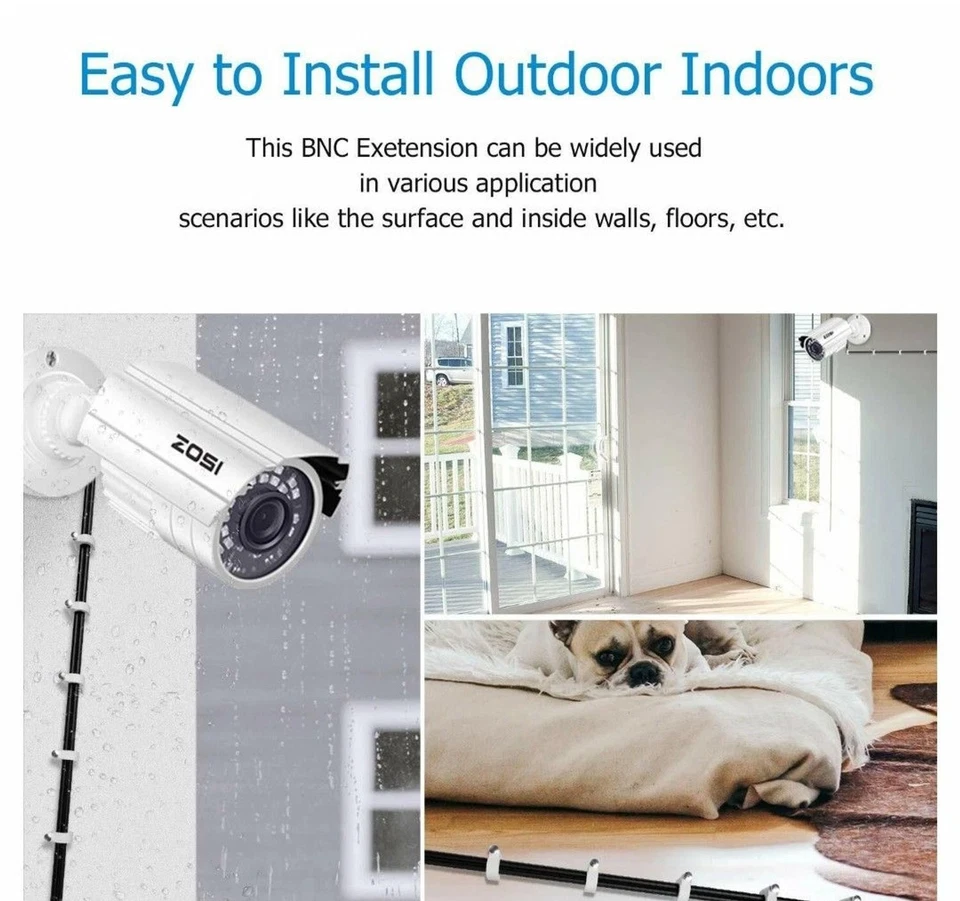 ZOSI CCTV Security Camera BNC Cable 100ft Wire Cord Video Power Cable Black - Image 3 of 4