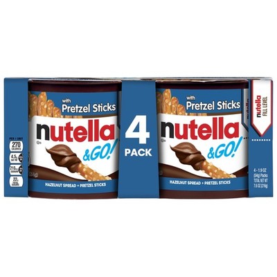 4 Pack Chocolate Hazelnut Spread with Cocoa&Pretzel Sticks,1.9oz Each FREE SHIP.
