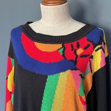 Vintage 1980s Mondi Intarsia Sweater West Germany  Size M  90s Tunic