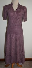 New Womens Draper James Wrap Dress Small Burgundy Patterned Tiered Short Sleeve