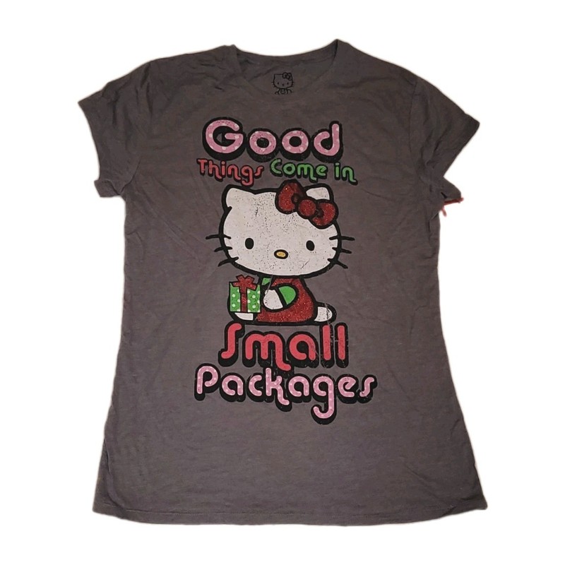 🎄 New Hello Kitty XL Christmas Holiday Shirt Women's Top Gray NWT 