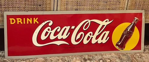 Original Mid Century Vintage Coca Cola Metal Sign Coke Advertising