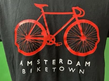 AMSTERDAM Biketown T-Shirt Small Black Unisex Bicycle 100% Cotton