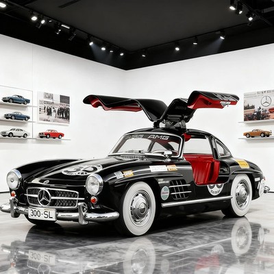 1:18 Benz 300SL Alloy Diecast Car Model Sound Light Kid's Toy Collectibles Gift