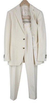 SUITSUPPLY Havana Herren Anzug UK38R Formal Off-White Slim Pure Cotton 2-teilig *
