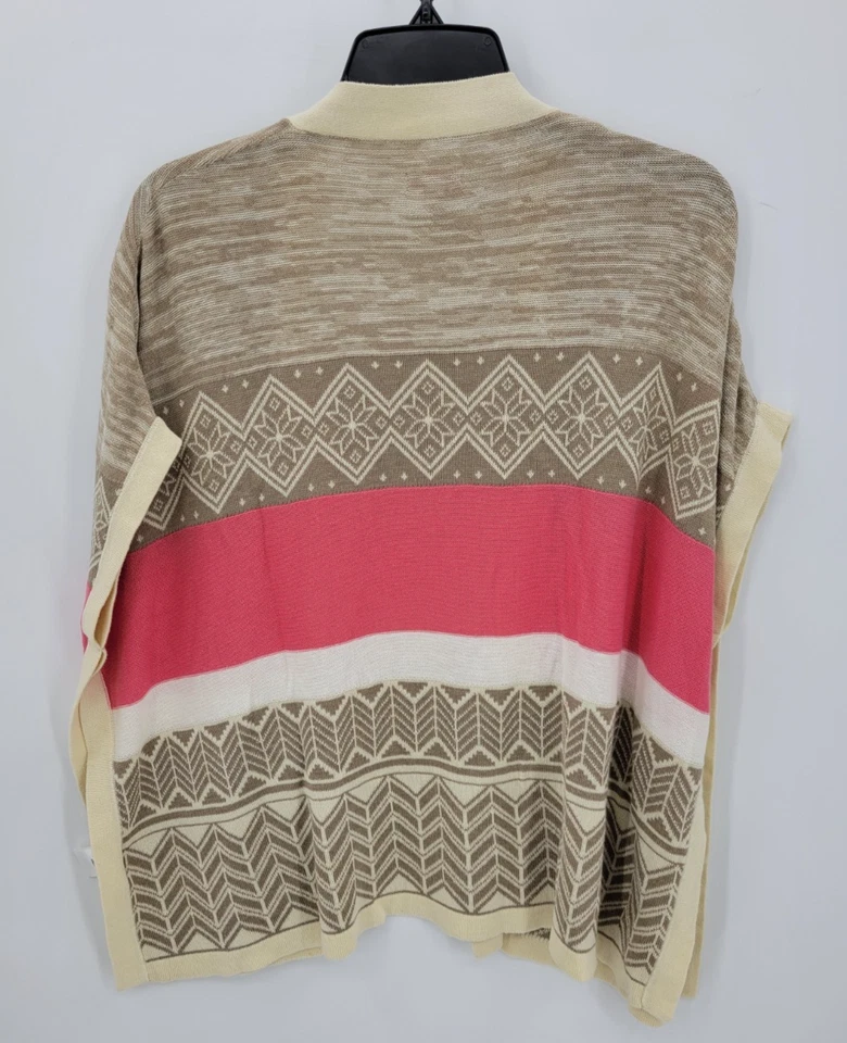 Suéter Bongo Mujer Mediano Marrón Rosa Rayas Abierto Cuadrado De Colección Años 90 Boho Playa Foto 2 de 4