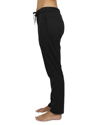 GALAXY BY HARVIC WOMEN'S BLACK LOOSE FIT POCKETED CLASSIC LOUNGE PANTS