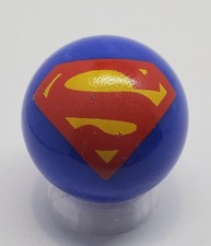 Superman Logo 1" Blue Glass Logo Marble w/ Stand