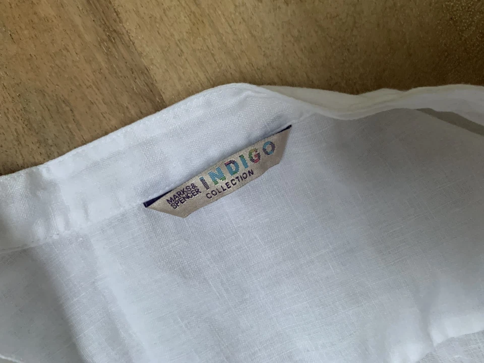 Marks & Spencer Indigo white long shirt, linen, size 18 - Image 2 of 3