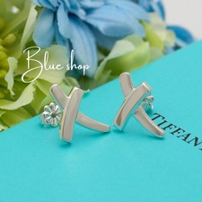 Tiffany & Co. Paloma Picasso X Kiss Cross Stud Earrings Sterling Silver 925