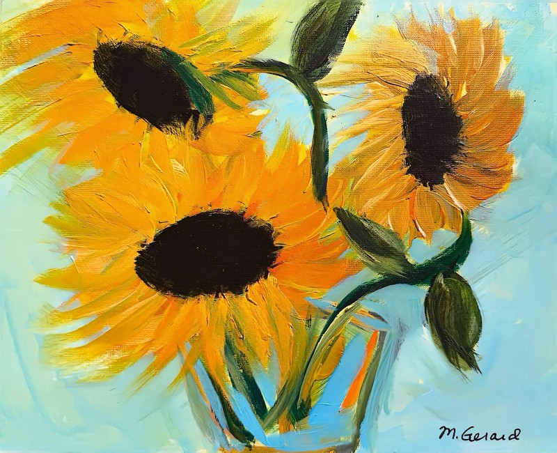 GERARD 8X10 IN- Abstract Expressionist Original Acrylic Painting Canvas Flowers