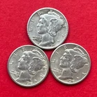 1916-D Mercury Dime As shown Lot of 3